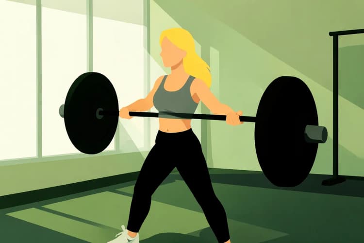 Mulher praticando levantamento de peso em uma academia